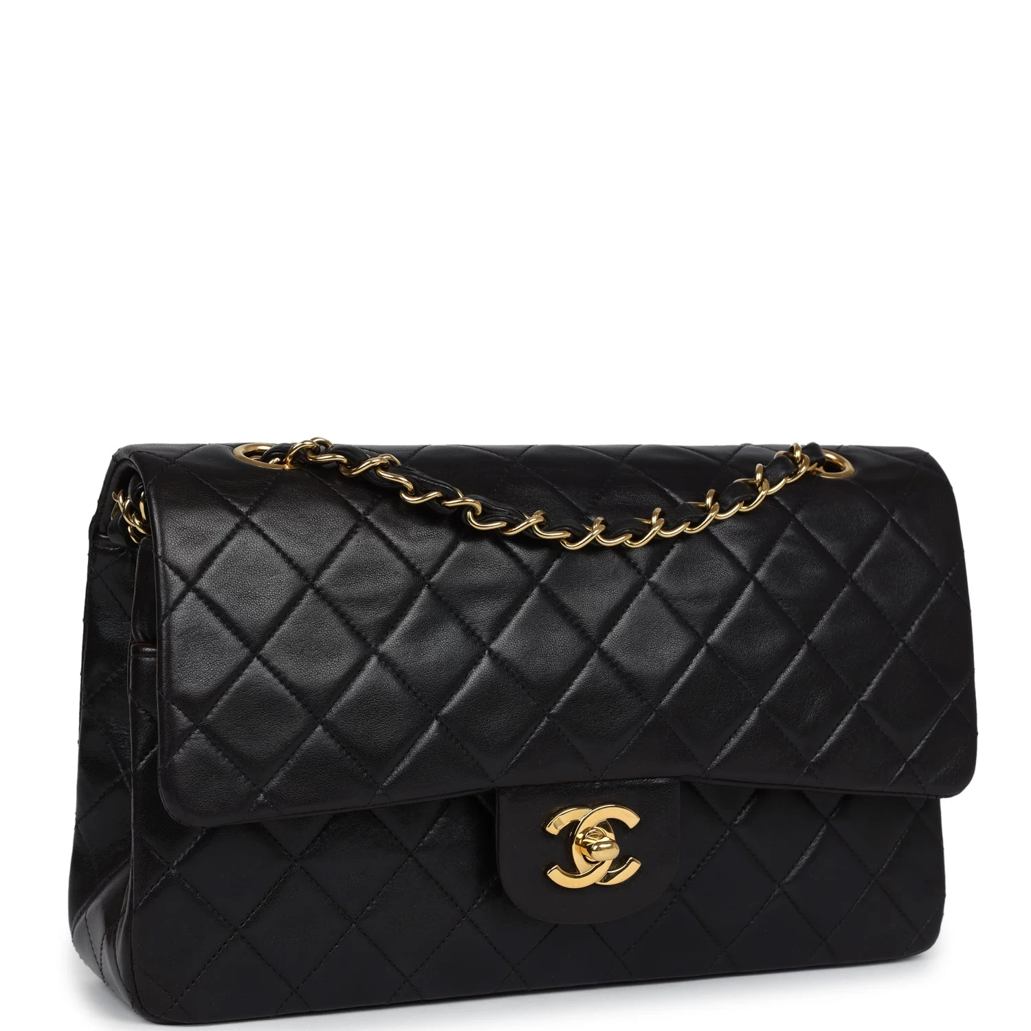 Vintage Chanel Medium Classic Double Flap Black Lambskin Gold Hardware 4 Vintage Chanel Medium Classic Double Flap Black Lambskin Gold Hardware - Image 2