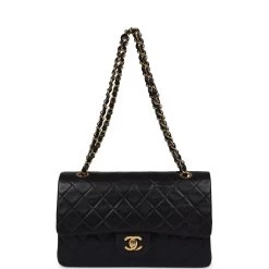 Vintage Chanel Medium Classic Double Flap Black Lambskin Gold Hardware 17 Vintage Chanel Medium Classic Double Flap Black Lambskin Gold Hardware -Online Bag Store C V 240228 1 JP 07