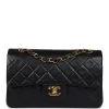 Vintage Chanel Small Classic Double Flap Black Lambskin Gold Hardware -Online Bag Store C V 240229 1 IZ 01