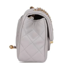 Chanel Pearl Crush Mini Rectangular Flap Bag Light Grey Lambskin Antique Gold Hardware 14 Chanel Pearl Crush Mini Rectangular Flap Bag Light Grey Lambskin Antique Gold Hardware -Online Bag Store C WOC 111722 1 04