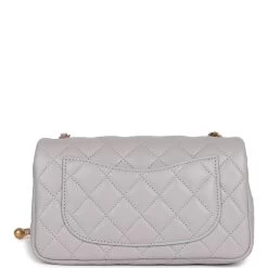 Chanel Pearl Crush Mini Rectangular Flap Bag Light Grey Lambskin Antique Gold Hardware 15 Chanel Pearl Crush Mini Rectangular Flap Bag Light Grey Lambskin Antique Gold Hardware -Online Bag Store C WOC 111722 1 05