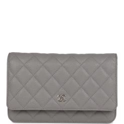 Chanel Wallet On Chain WOC Grey Caviar Light Gold Hardware