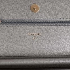 Chanel Wallet On Chain WOC Grey Caviar Light Gold Hardware -Online Bag Store C WOC 121522 1 08