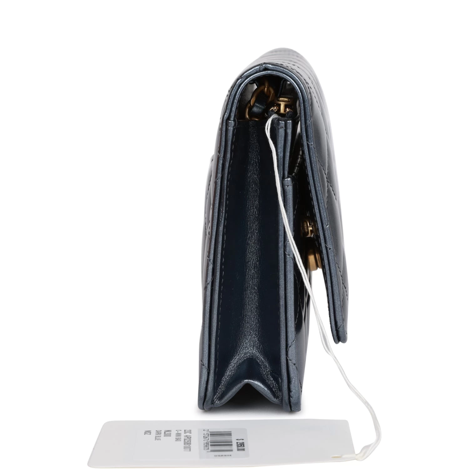 Chanel Wallet On Chain WOC Dark Blue Iridescent Calfskin Antique Gold Hardware 7 Chanel Wallet On Chain WOC Dark Blue Iridescent Calfskin Antique Gold Hardware - Image 5