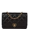 Chanel Heart Wallet On Chain WOC Black Lambskin Antique Gold Hardware