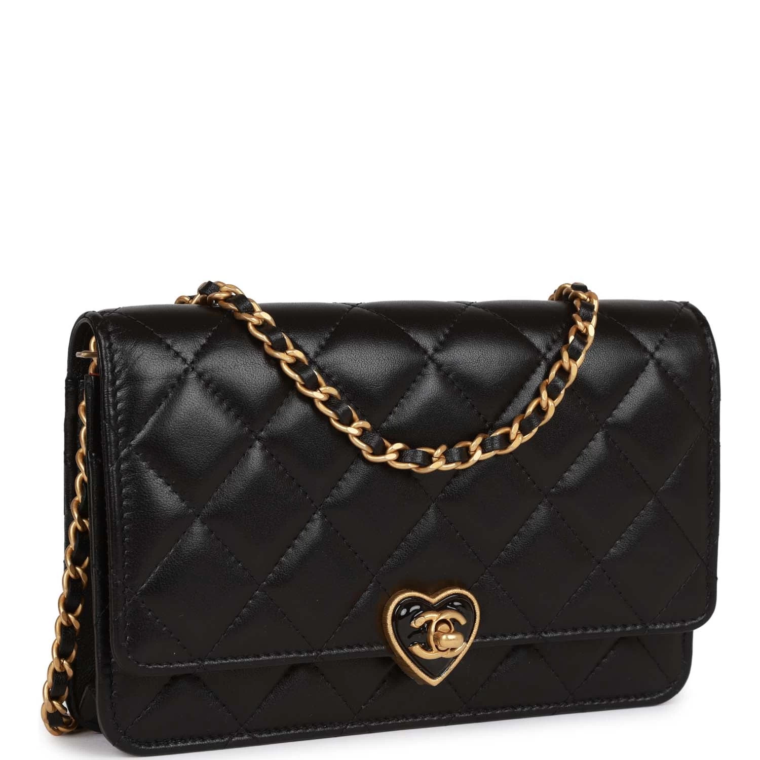 Chanel Heart Wallet On Chain WOC Black Lambskin Antique Gold Hardware 4 Chanel Heart Wallet On Chain WOC Black Lambskin Antique Gold Hardware - Image 2