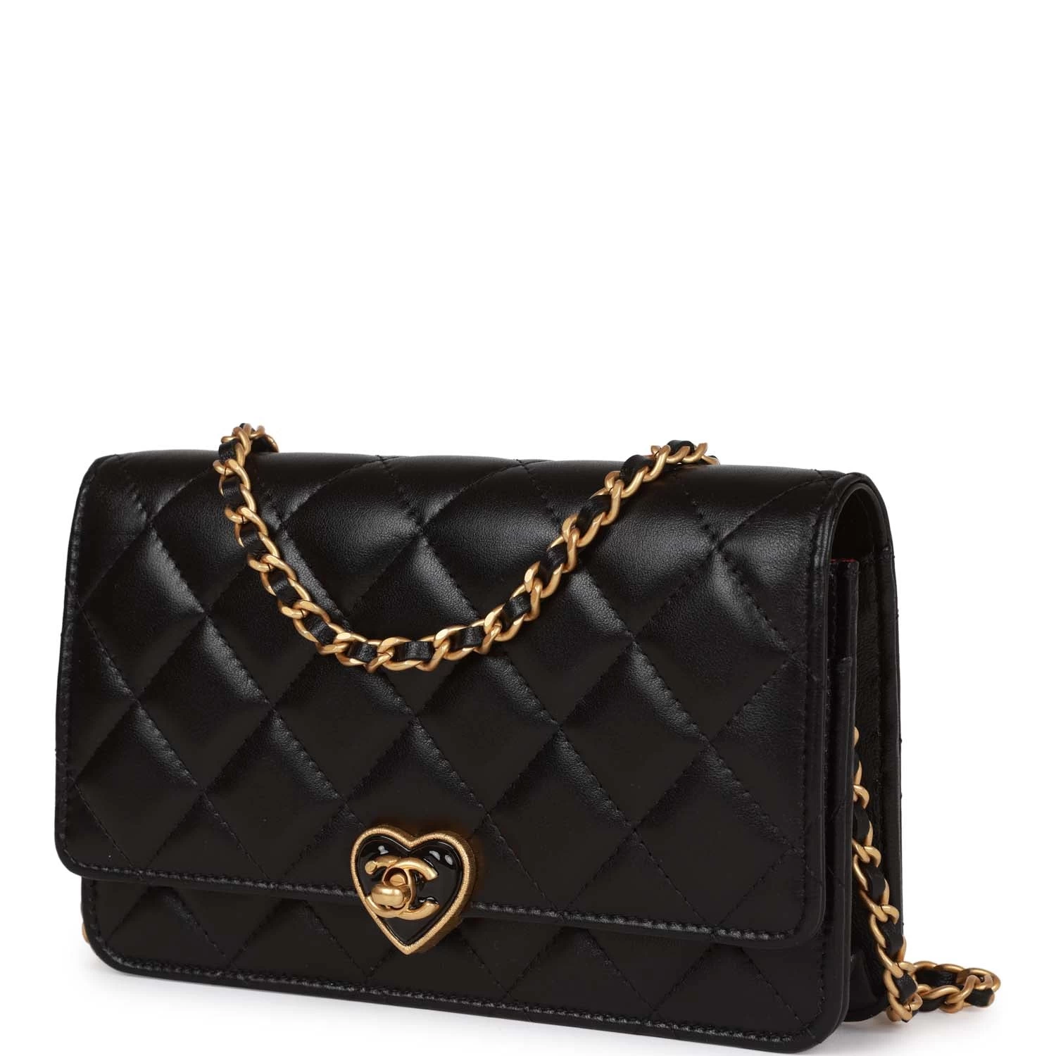 Chanel Heart Wallet On Chain WOC Black Lambskin Antique Gold Hardware 7 Chanel Heart Wallet On Chain WOC Black Lambskin Antique Gold Hardware - Image 5