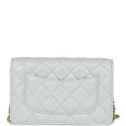 Chanel Heart Wallet On Chain WOC Light Blue Lambskin Aged Gold Hardware -Online Bag Store C WOC 230404 2 05