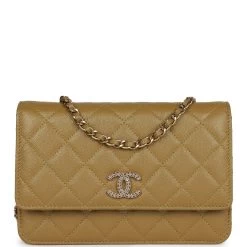 Chanel Wallet On Chain WOC Olive Green Caviar Light Gold Hardware