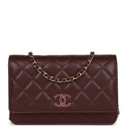 Chanel Wallet On Chain WOC Burgundy Caviar Light Gold Hardware