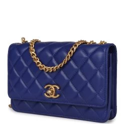 Chanel Wallet On Chain WOC Blue Lambskin Antique Gold Hardware -Online Bag Store C WOC 230718 1 03