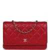 Chanel Wallet On Chain WOC Red Lambskin Silver Hardware 1 Chanel Wallet On Chain WOC Red Lambskin Silver Hardware -Online Bag Store C WOC 230810 1 01
