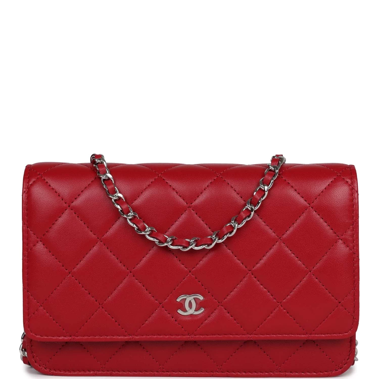 Chanel Wallet On Chain WOC Red Lambskin Silver Hardware 3 Chanel Wallet On Chain WOC Red Lambskin Silver Hardware
