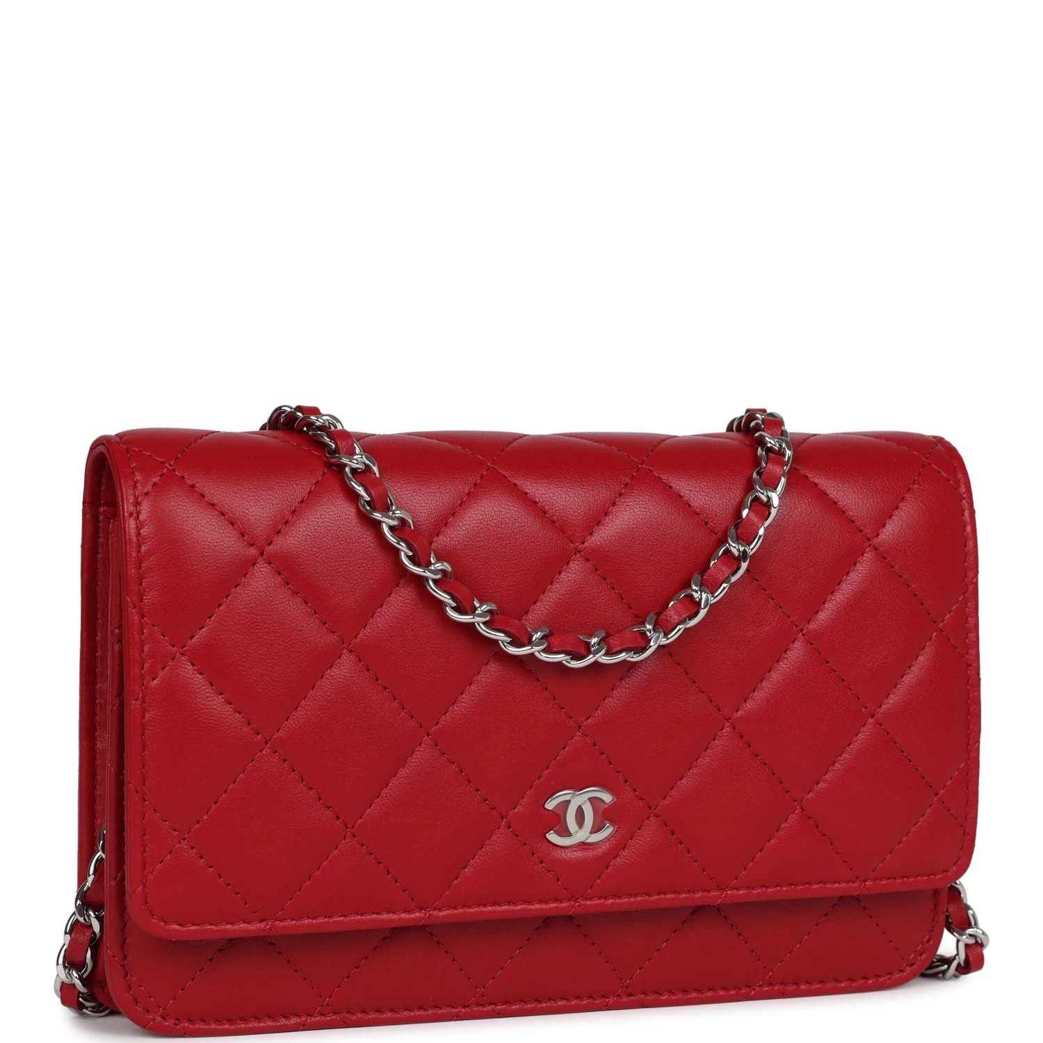 Chanel Wallet On Chain WOC Red Lambskin Silver Hardware 4 Chanel Wallet On Chain WOC Red Lambskin Silver Hardware - Image 2