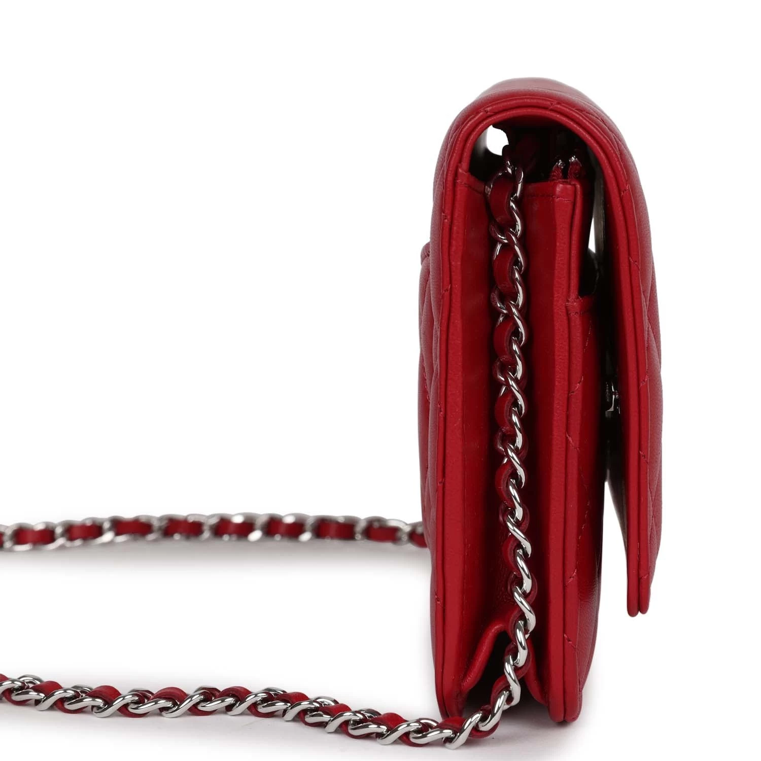 Chanel Wallet On Chain WOC Red Lambskin Silver Hardware 5 Chanel Wallet On Chain WOC Red Lambskin Silver Hardware - Image 3