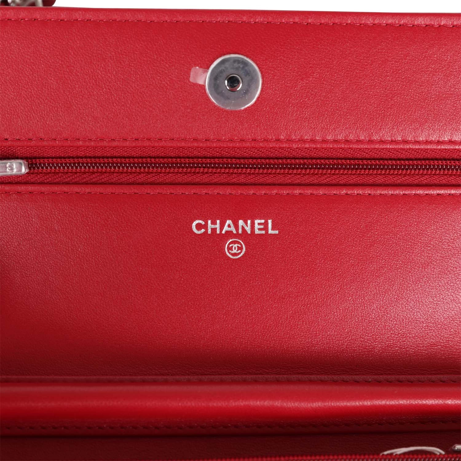 Chanel Wallet On Chain WOC Red Lambskin Silver Hardware 10 Chanel Wallet On Chain WOC Red Lambskin Silver Hardware - Image 8