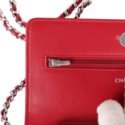 Chanel Wallet On Chain WOC Red Lambskin Silver Hardware 21 Chanel Wallet On Chain WOC Red Lambskin Silver Hardware -Online Bag Store C WOC 230810 1 09