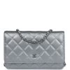 Chanel Wallet On Chain WOC Silver Metallic Lambskin Silver Hardware -Online Bag Store C WOC 231019 1 01