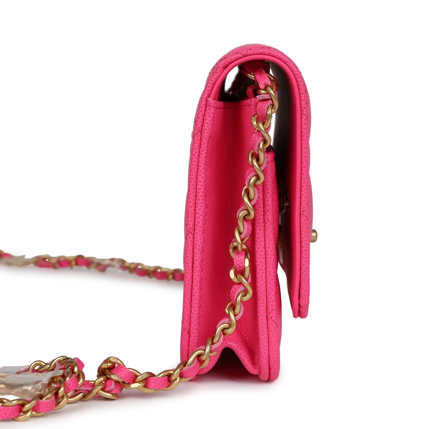 Chanel Wallet On Chain WOC Fuchsia Caviar Antique Gold Hardware 5 Chanel Wallet On Chain WOC Fuchsia Caviar Antique Gold Hardware - Image 3