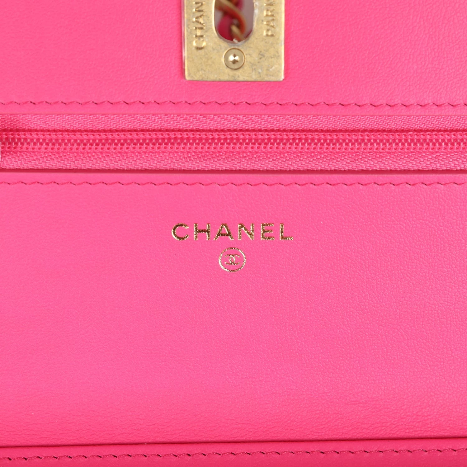 Chanel Wallet On Chain WOC Fuchsia Caviar Antique Gold Hardware 14 Chanel Wallet On Chain WOC Fuchsia Caviar Antique Gold Hardware - Image 12