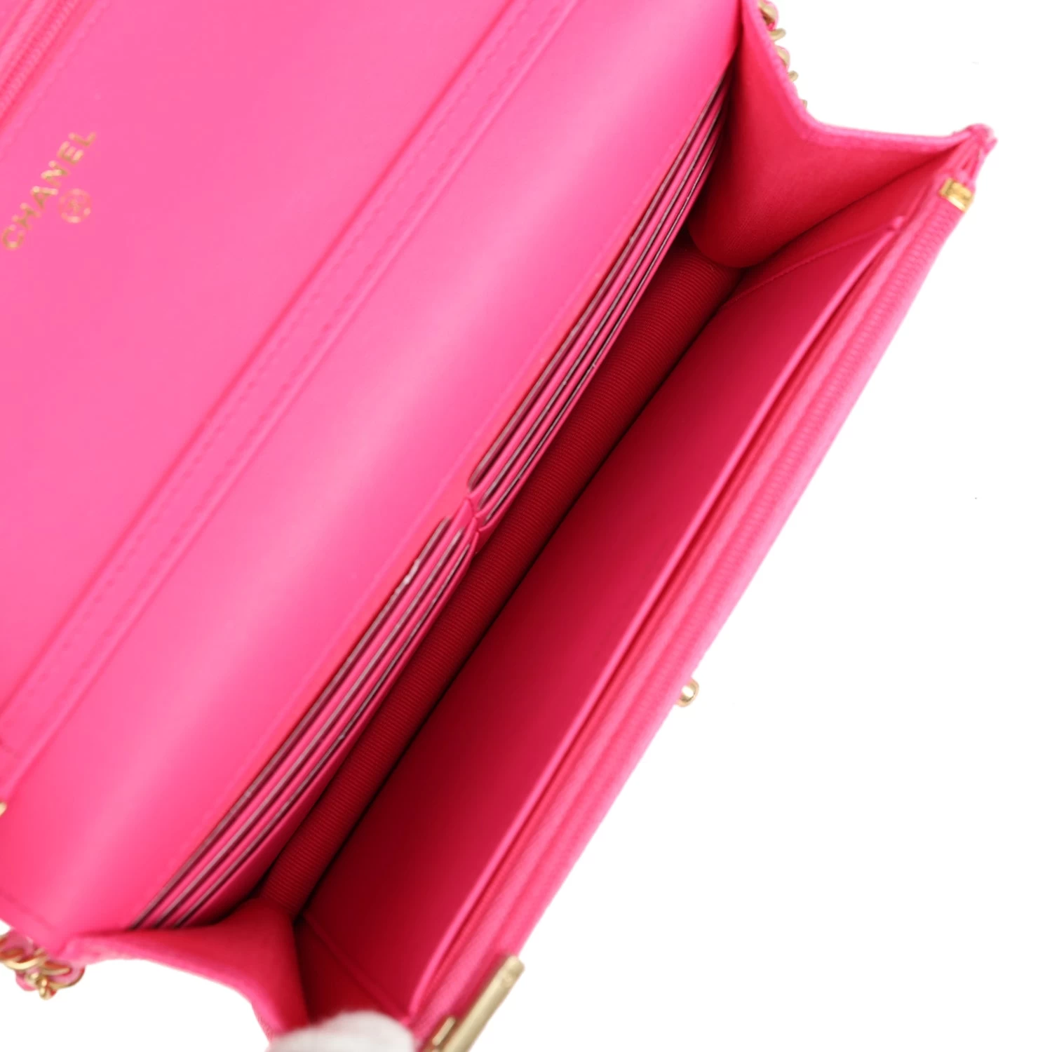 Chanel Wallet On Chain WOC Fuchsia Caviar Antique Gold Hardware 15 Chanel Wallet On Chain WOC Fuchsia Caviar Antique Gold Hardware - Image 13