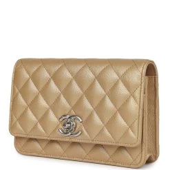 Chanel Wallet On Chain WOC Beige Iridescent Caviar Silver Hardware -Online Bag Store C WOC 240103 1 03