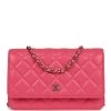 Chanel Wallet On Chain WOC Hot Pink Caviar Gold Metal Hardware