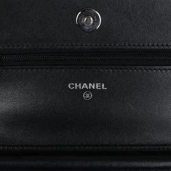 Pre-owned Chanel Classic Wallet On Chain WOC Pink & Black Patent Leather Silver Hardware -Online Bag Store C WOC 240112 1 YL 08