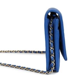 Chanel Boy Wallet On Chain WOC Electric Blue Lambskin Light Gold Hardware -Online Bag Store C WOC 240115 1 CD 04
