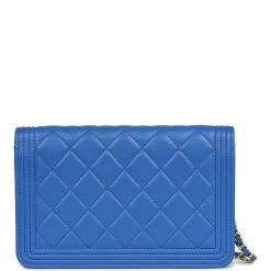 Chanel Boy Wallet On Chain WOC Electric Blue Lambskin Light Gold Hardware -Online Bag Store C WOC 240115 1 CD 05