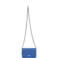 Chanel Boy Wallet On Chain WOC Electric Blue Lambskin Light Gold Hardware -Online Bag Store C WOC 240115 1 CD 07
