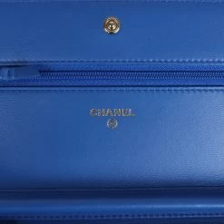 Chanel Boy Wallet On Chain WOC Electric Blue Lambskin Light Gold Hardware -Online Bag Store C WOC 240115 1 CD 08