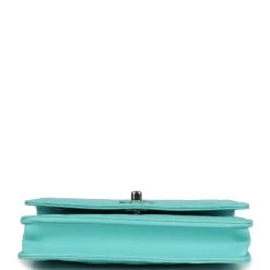 Chanel Top Handle Wallet On Chain WOC Turquoise Lambskin Silver Hardware -Online Bag Store C WOC 240209 3 06
