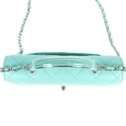Chanel Top Handle Wallet On Chain WOC Turquoise Lambskin Silver Hardware -Online Bag Store C WOC 240209 3 07