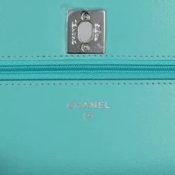 Chanel Top Handle Wallet On Chain WOC Turquoise Lambskin Silver Hardware -Online Bag Store C WOC 240209 3 09