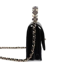 Chanel Pearl Top Handle Wallet On Chain WOC Black Shiny Aged Calfskin Light Gold Hardware -Online Bag Store C WOC 240209 4 04