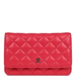 Chanel Wallet On Chain WOC Light Red Lambskin Light Gold Hardware