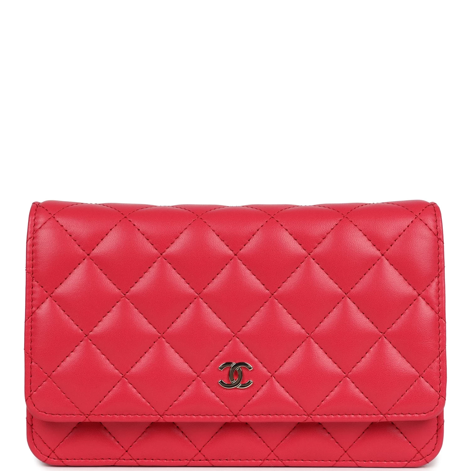 Chanel Wallet On Chain WOC Light Red Lambskin Light Gold Hardware 3 Chanel Wallet On Chain WOC Light Red Lambskin Light Gold Hardware