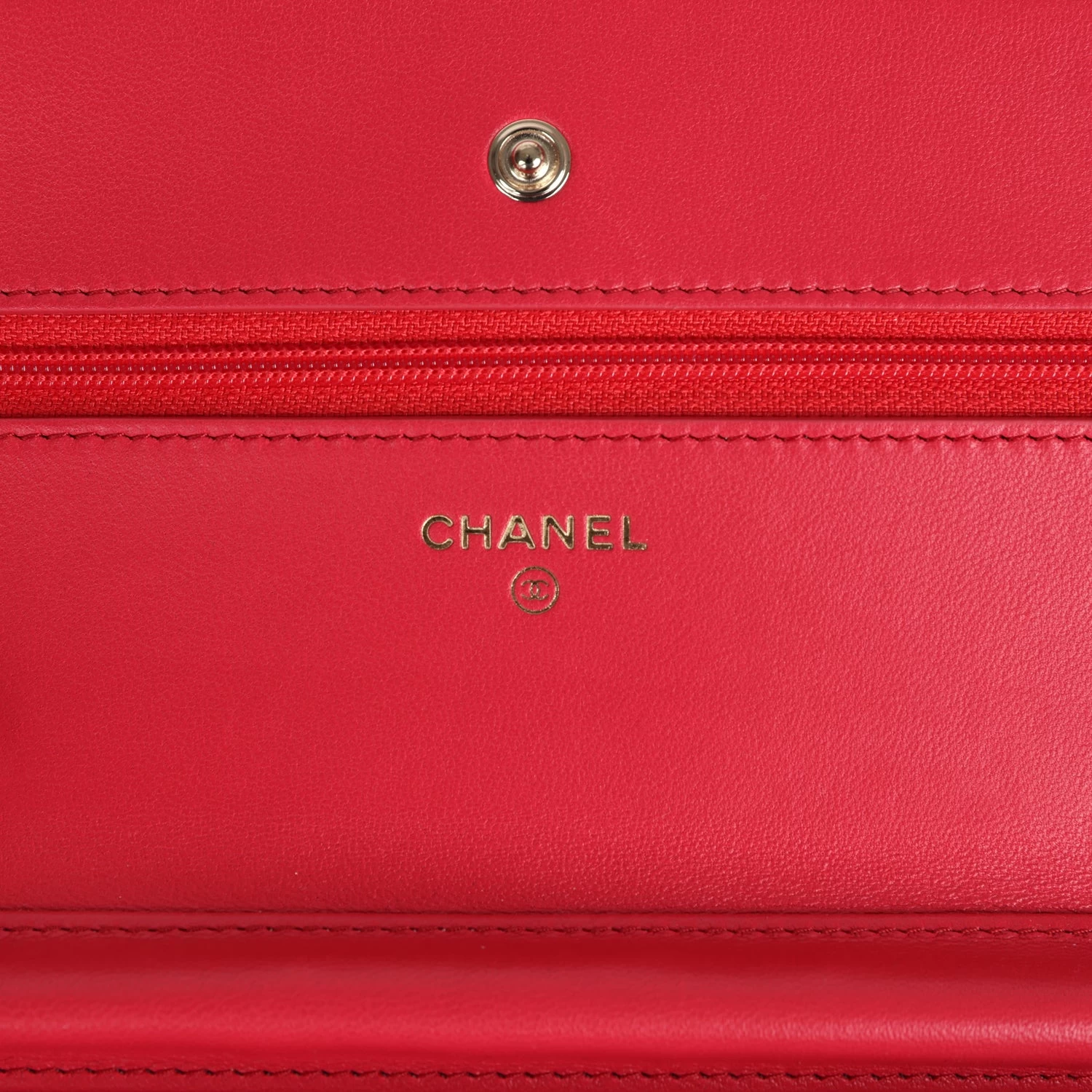 Chanel Wallet On Chain WOC Light Red Lambskin Light Gold Hardware 10 Chanel Wallet On Chain WOC Light Red Lambskin Light Gold Hardware - Image 8