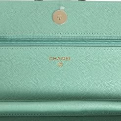 Chanel Wallet On Chain WOC Light Green Caviar Light Gold Hardware -Online Bag Store C WOC 240305 1 CL 08