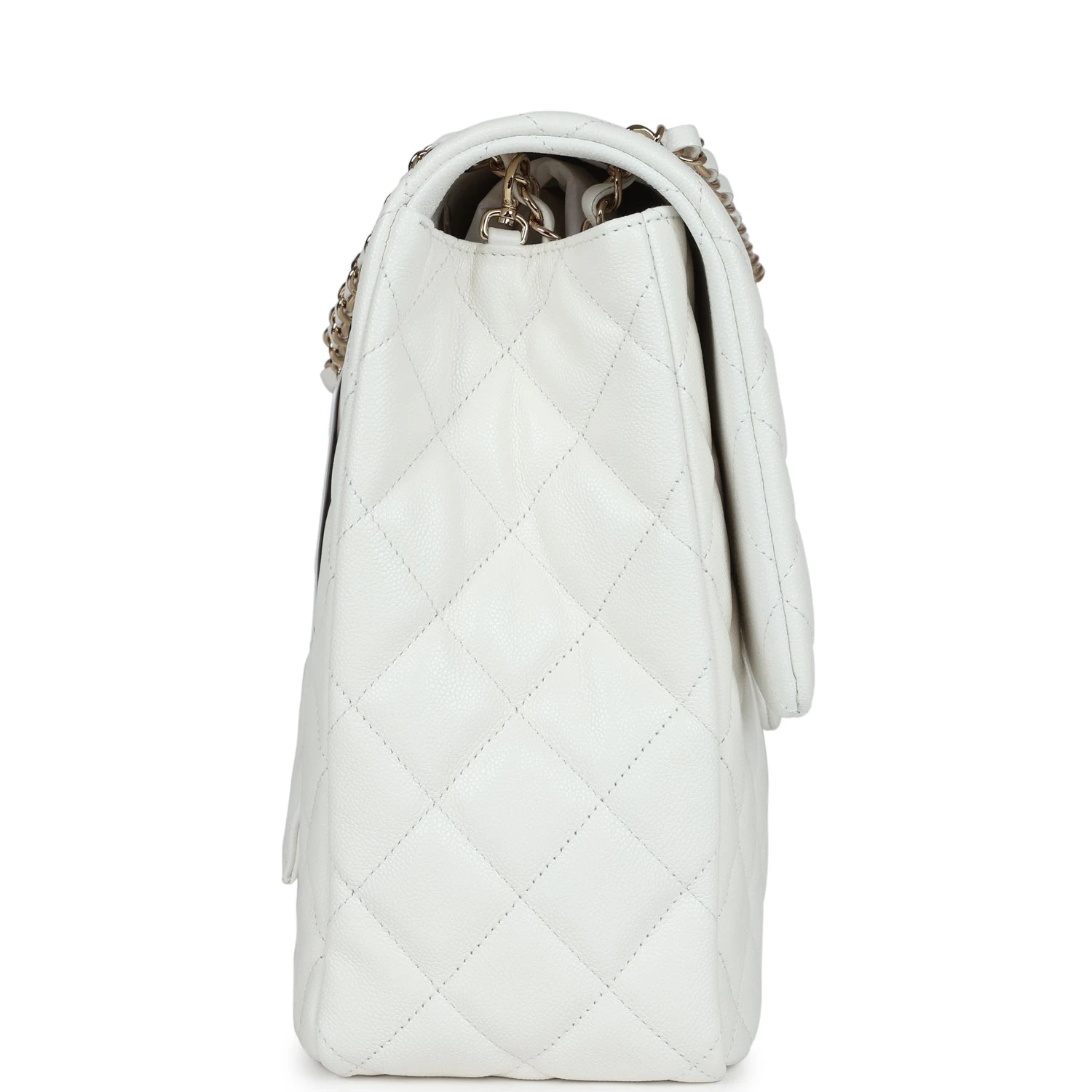 Chanel XXL Flap Bag White Shiny Caviar Light Gold Hardware 5 Chanel XXL Flap Bag White Shiny Caviar Light Gold Hardware - Image 3