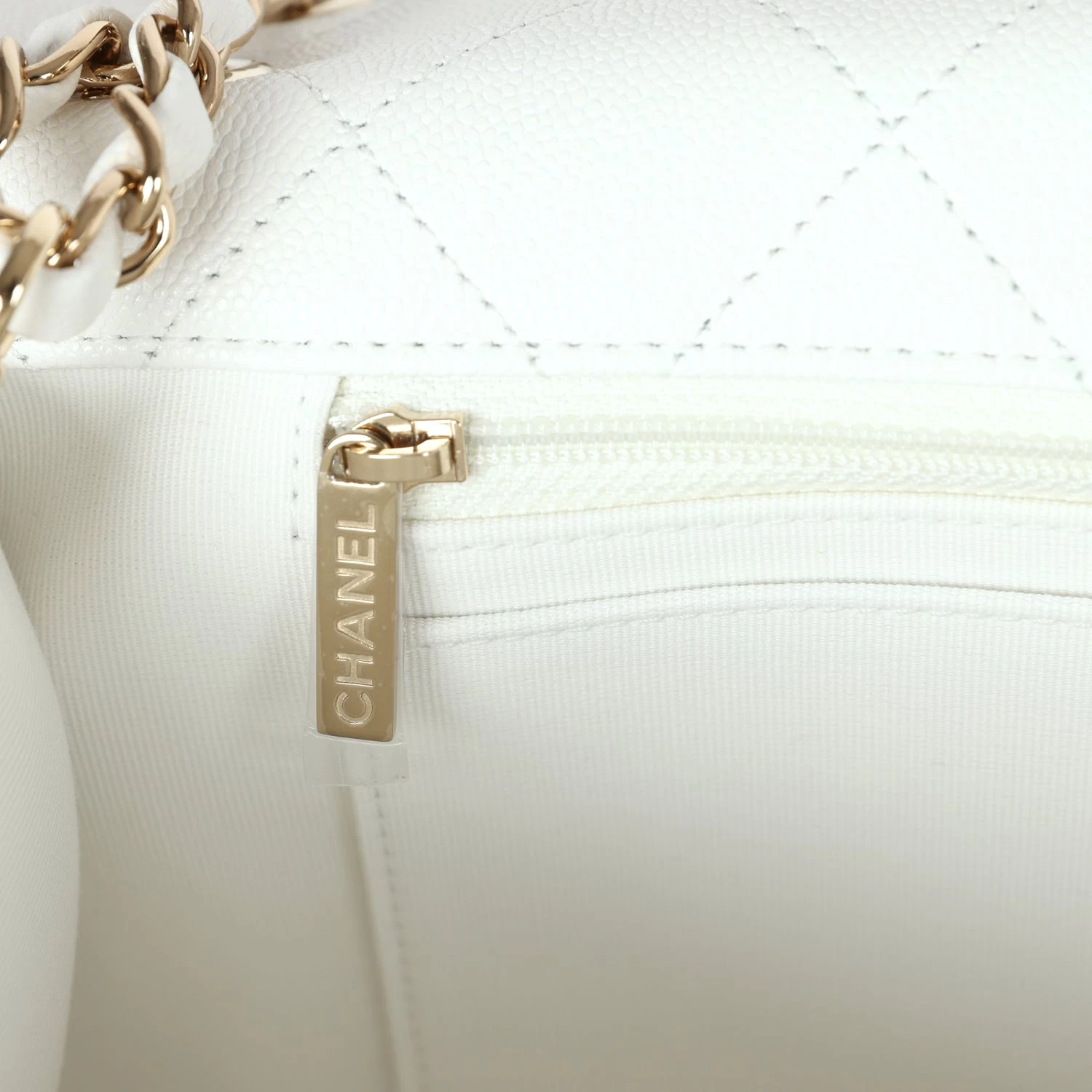 Chanel XXL Flap Bag White Shiny Caviar Light Gold Hardware 12 Chanel XXL Flap Bag White Shiny Caviar Light Gold Hardware - Image 10