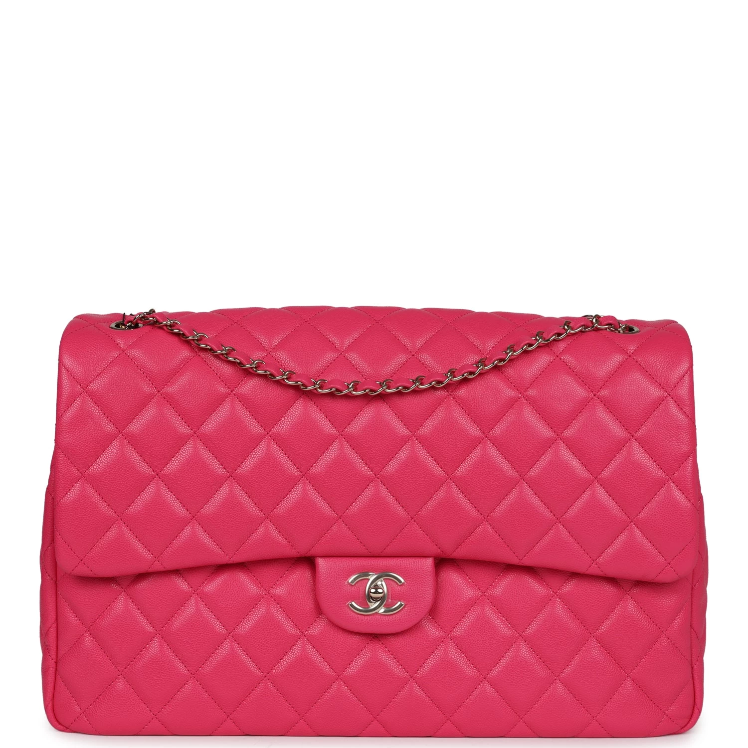 Chanel XXL Flap Bag Fuchsia Shiny Caviar Light Gold Hardware 3 Chanel XXL Flap Bag Fuchsia Shiny Caviar Light Gold Hardware