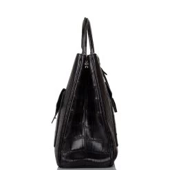 Pre-owned Christian Dior Diorissimo Pocket Tote Black Matte Alligator Silver Hardware 12 Pre-owned Christian Dior Diorissimo Pocket Tote Black Matte Alligator Silver Hardware -Online Bag Store D FN 081020 3 FS 3