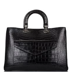 Pre-owned Christian Dior Diorissimo Pocket Tote Black Matte Alligator Silver Hardware 13 Pre-owned Christian Dior Diorissimo Pocket Tote Black Matte Alligator Silver Hardware -Online Bag Store D FN 081020 3 FS 4