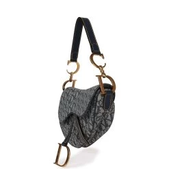 Vintage Christian Dior Saddle Bag Grey Diorissimo Canvas Gold Hardware -Online Bag Store D FN 230512 1 03