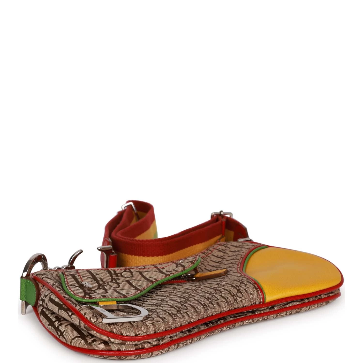 Pre-owned Christian Dior Saddle Bag Rasta Trotter Canvas Silver Hardware 9 Pre-owned Christian Dior Saddle Bag Rasta Trotter Canvas Silver Hardware - Image 7