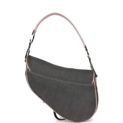 Vintage Christian Dior Saddle Bag Grey Denim And Pink Metallic Leather Silver Hardware 16 Vintage Christian Dior Saddle Bag Grey Denim And Pink Metallic Leather Silver Hardware -Online Bag Store D FN 230515 4 07