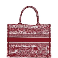 Christian Dior Burgundy Toile De Jouy Stripes Medium Book Tote -Online Bag Store D FN 230718 1 05