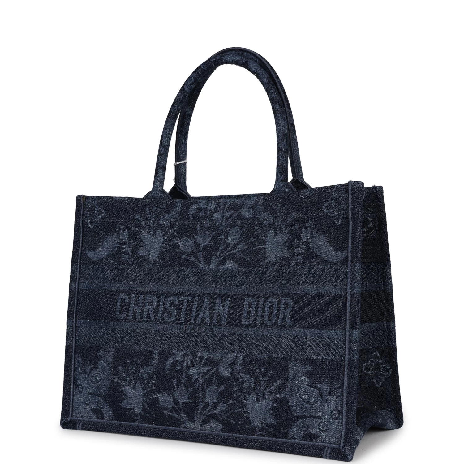 Christian Dior Blue Flower Embroidered Denim Small Book Tote 7 Christian Dior Blue Flower Embroidered Denim Small Book Tote - Image 5